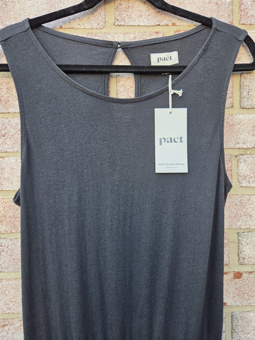 PACT NWT Organic Cotton Wide Leg Jumpsuit Charcoal Black Size M - Picture 4 of 9